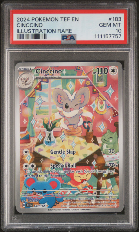 2024 Pokemon Tef En-Temporal Forces #183 Cinccino Illustration Rare PSA 10