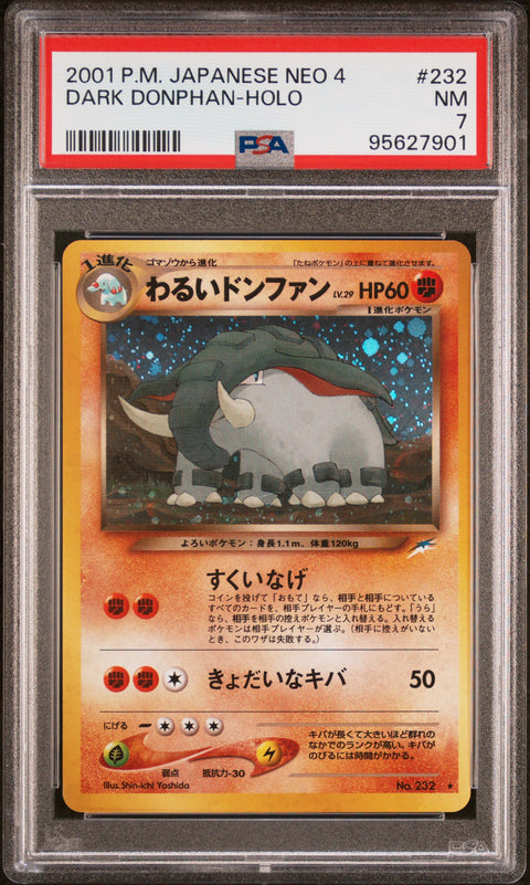 2001 Pokemon Japanese Neo 4 #232 Dark Donphan-Holo PSA 7