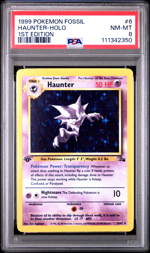 1999 Pokemon Fossil #6 Haunter-Holo 1st Edition PSA 8
