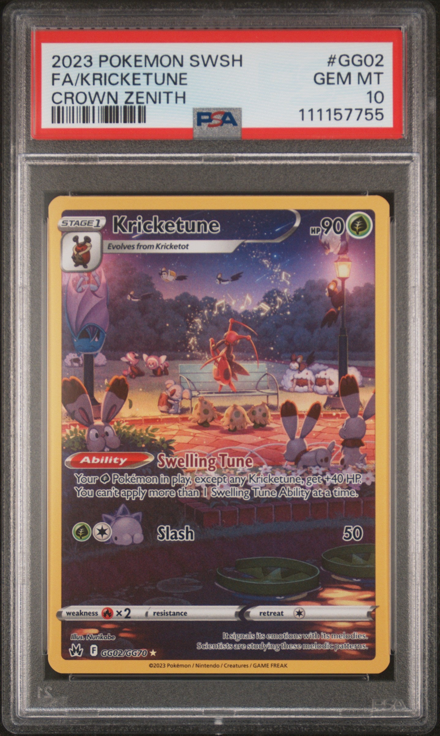 2023 Pokemon Sword And Shield Crown Zenith #GG02 Fa/Kricketune PSA 10