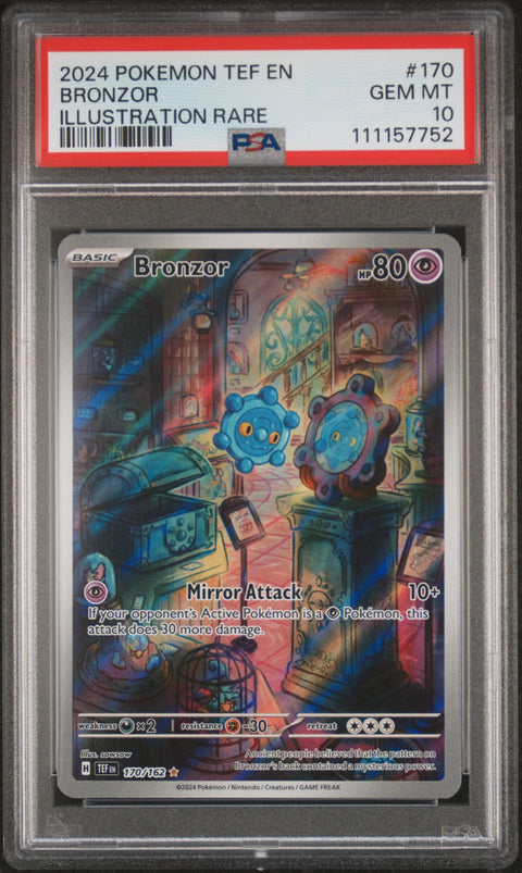 2024 Pokemon Tef En-Temporal Forces #170 Bronzor Illustration Rare PSA 10
