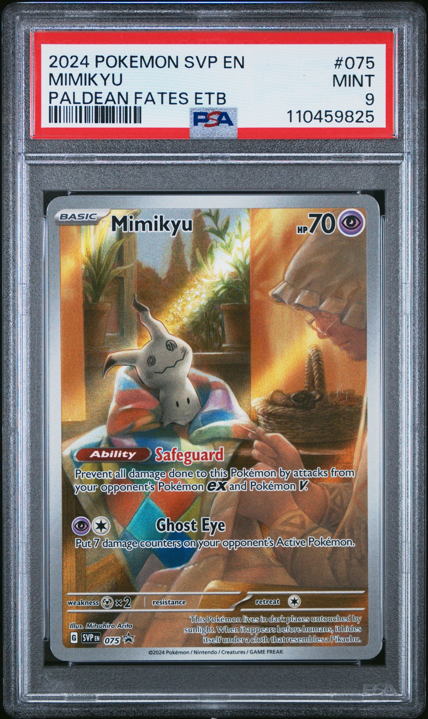 2024 Pokemon Svp En-Sv Black Star Promo #075 Mimikyu Paldean Fates Etb PSA 9
