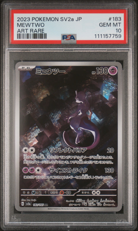 2023 Pokemon Japanese Sv2a-Pokemon 151 #183 Mewtwo Art Rare PSA 10