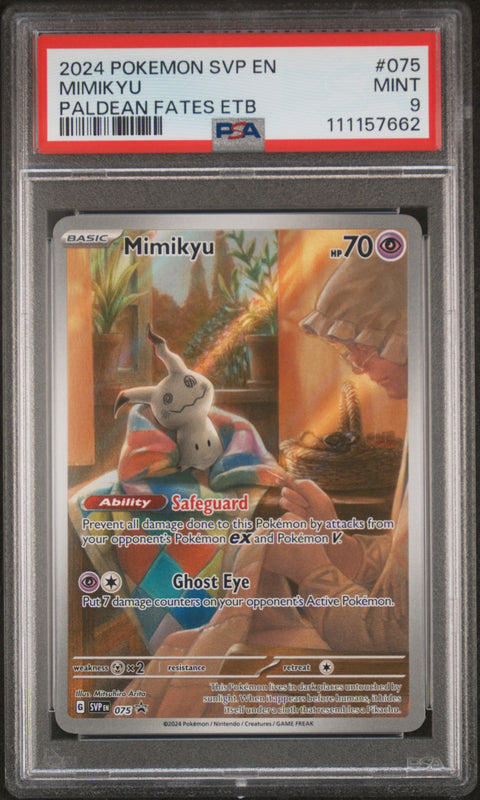 2024 Pokemon Svp En-Sv Black Star Promo #075 Mimikyu Paldean Fates Etb PSA 9