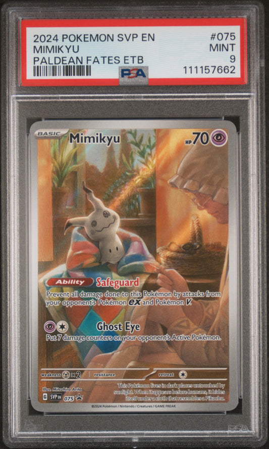 2024 Pokemon Svp En-Sv Black Star Promo #075 Mimikyu Paldean Fates Etb PSA 9