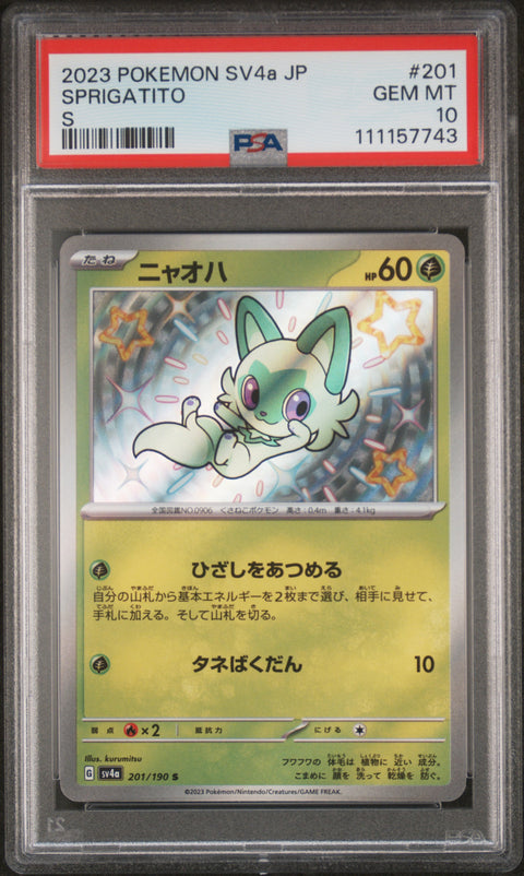 2023 Pokemon Japanese Sv4a-Shiny Treasure Ex #201 Sprigatito S PSA 10