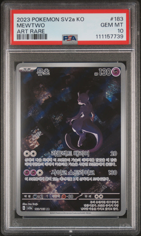 2023 Pokemon Korean Sv2a-Pokemon 151 #183 Mewtwo Art Rare PSA 10