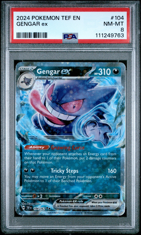 2024 Pokemon Tef En-Temporal Forces #104 Gengar Ex PSA 8