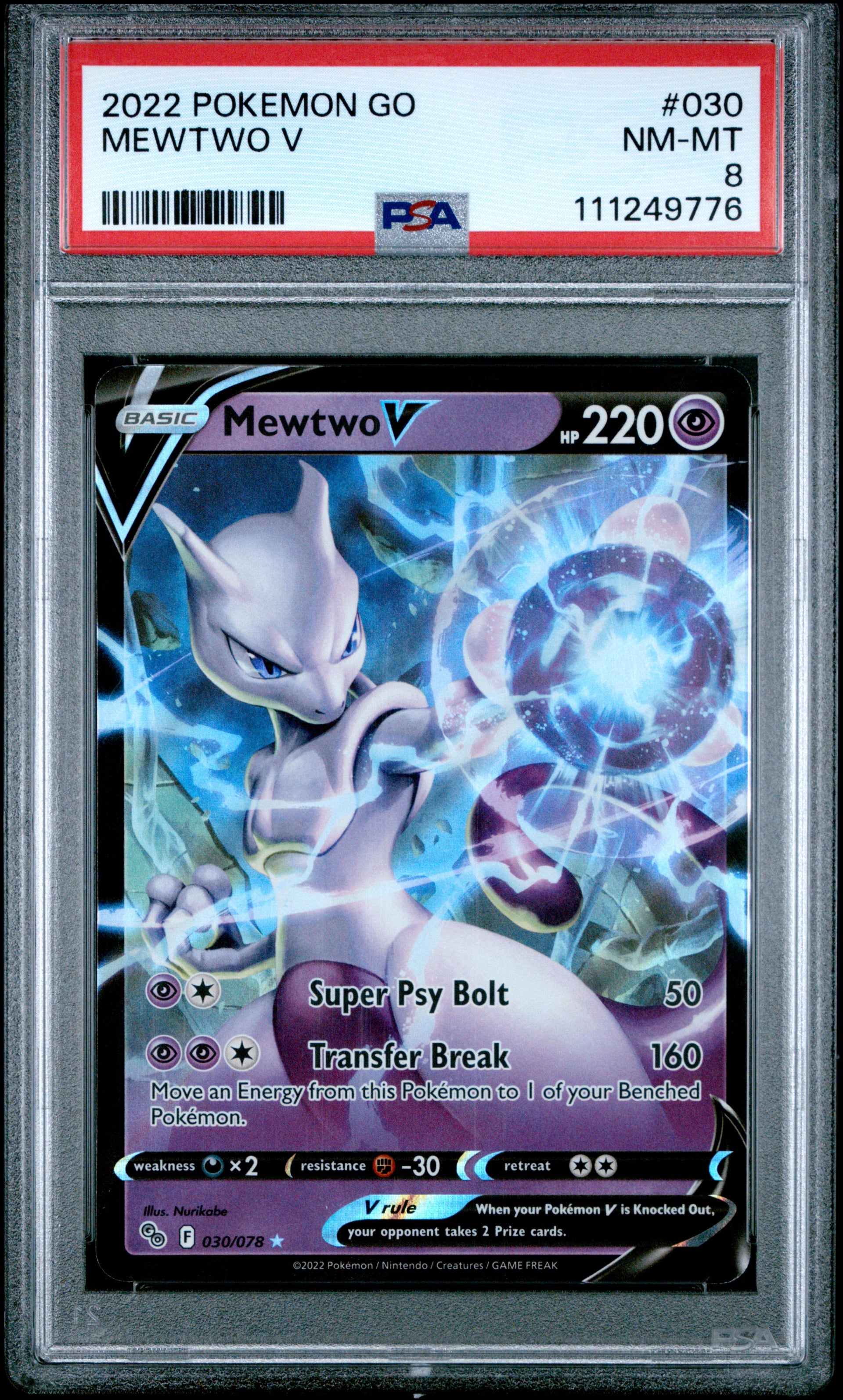 2022 Pokemon Go #030 Mewtwo V PSA 8 – Aloha Card Shop