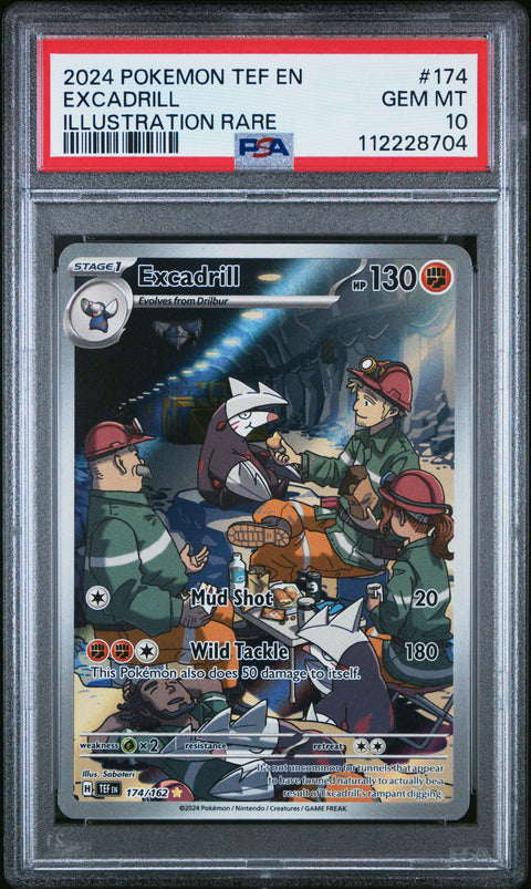 2024 Pokemon Tef En-Temporal Forces #174 Excadrill Illustration Rare PSA 10