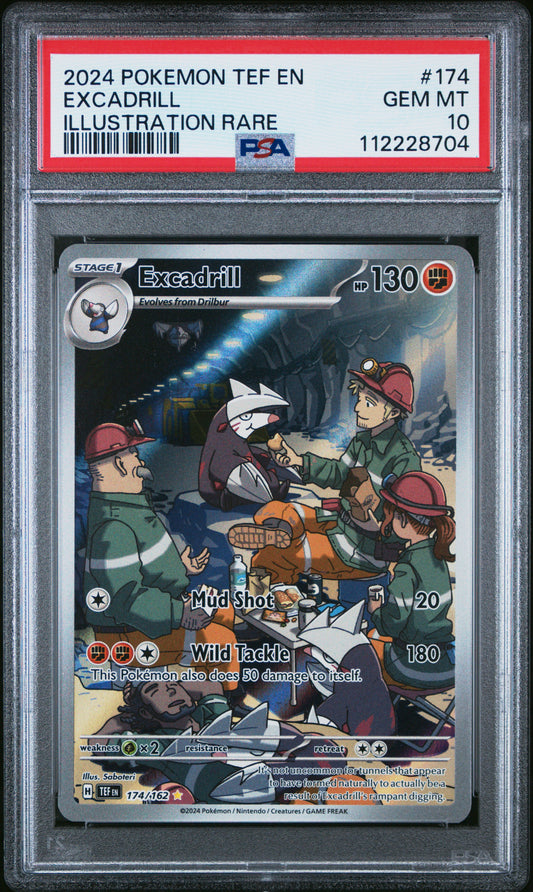 2024 Pokemon Tef En-Temporal Forces #174 Excadrill Illustration Rare PSA 10