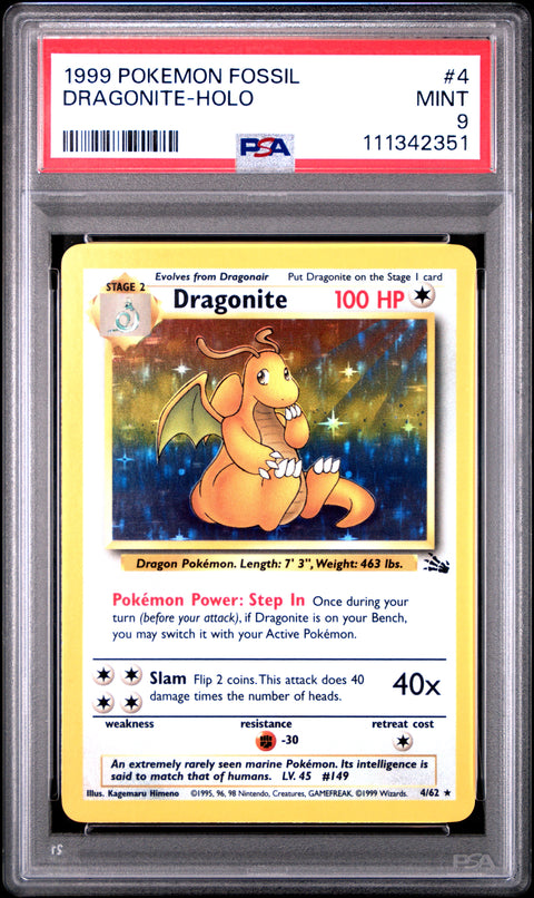 1999 Pokemon Fossil #4 Dragonite-Holo PSA 9