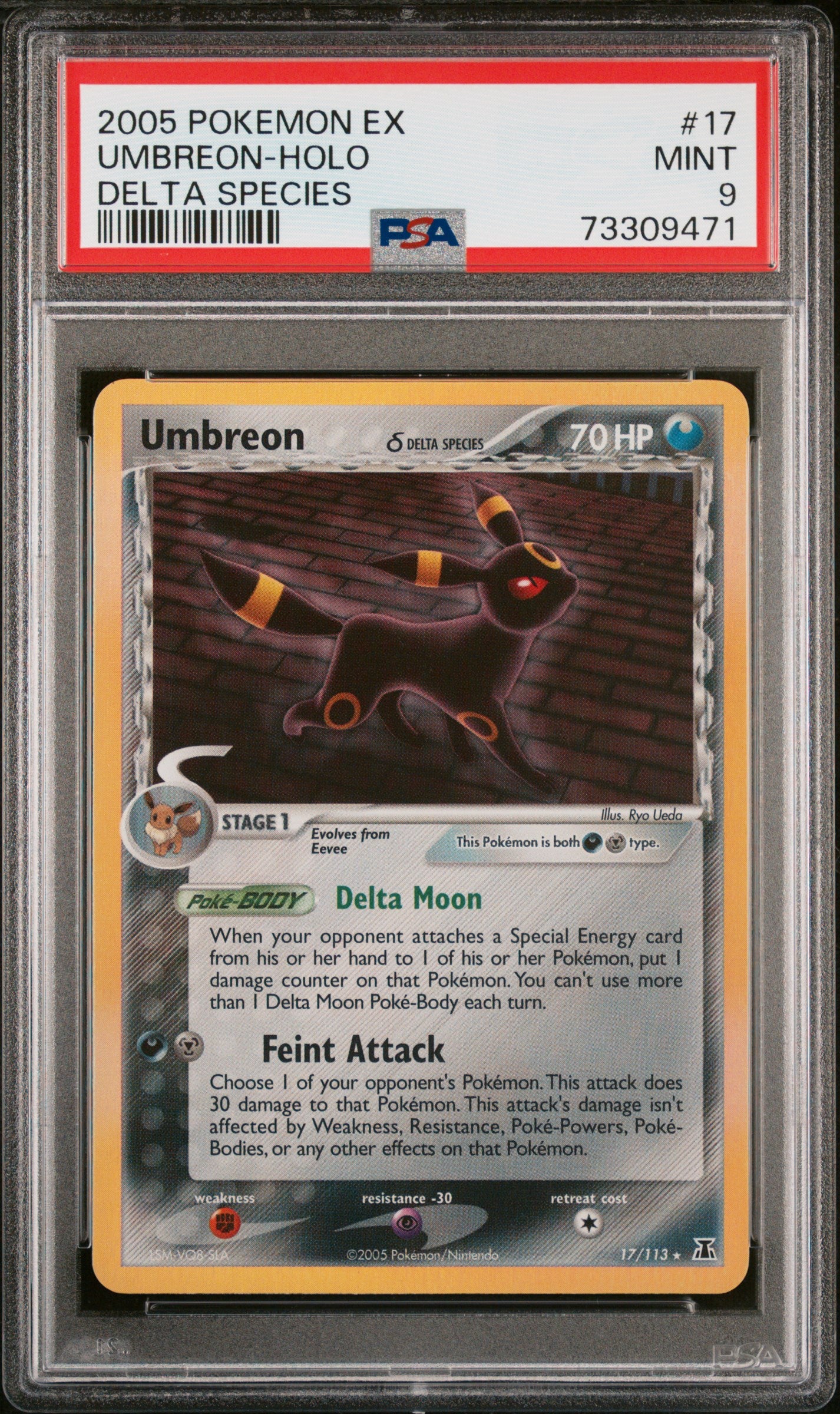 2005 Pokemon Ex Delta Species #17 Umbreon-Holo Delta Species PSA 9