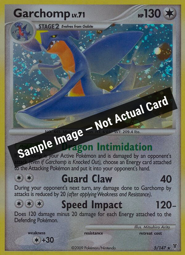 Pokemon,Supreme Victors,Garchomp - 5,Reverse Holofoil,Damaged — Sample Image, Not Actual Card