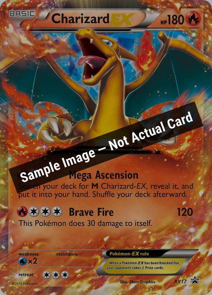 Pokemon,XY Promos,Charizard EX - XY17,Holofoil,Lightly Played — Sample Image, Not Actual Card