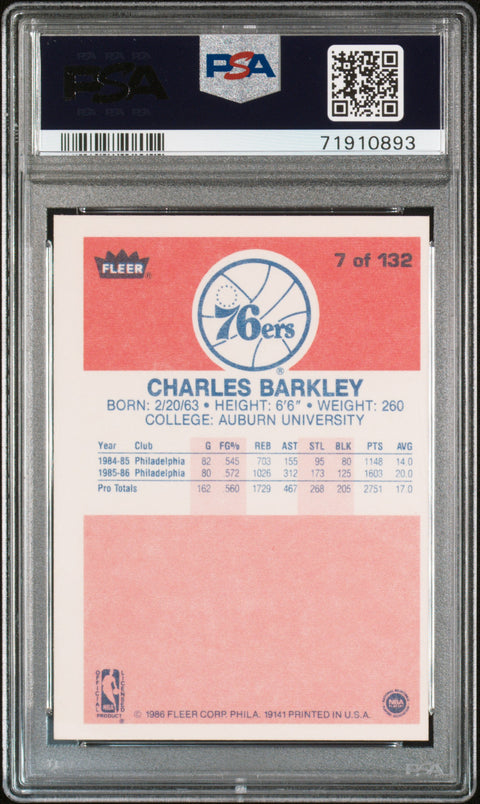 1986 Fleer Charles Barkley #7 PSA 6