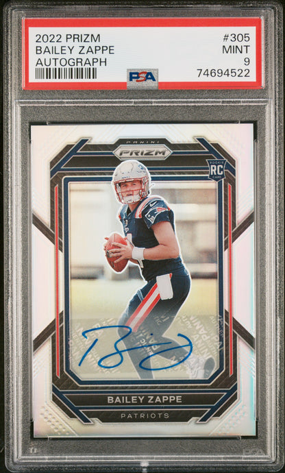 2022 Panini Prizm Bailey Zappe #305 PSA 9