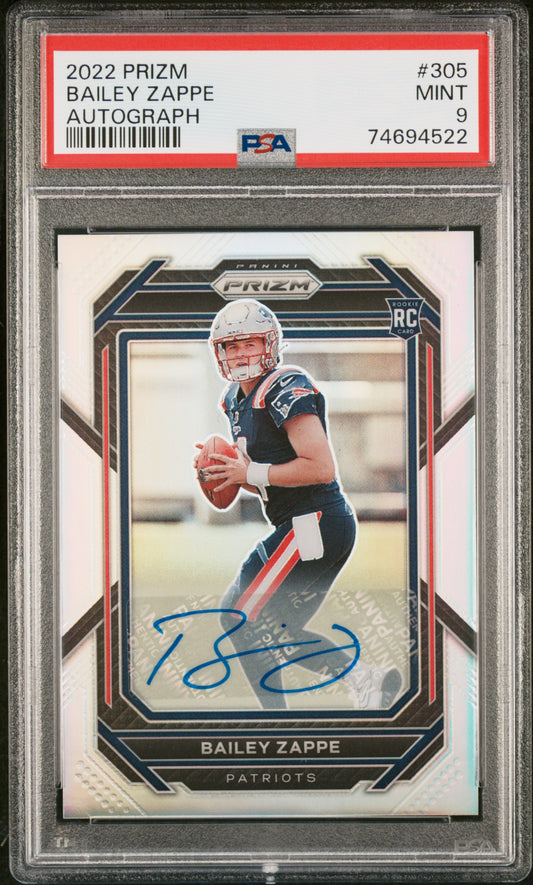 2022 Panini Prizm Bailey Zappe #305 PSA 9