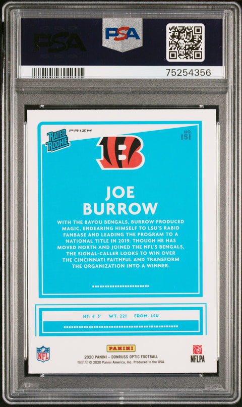 2020 Panini Donruss Optic Joe Burrow #151 PSA 9