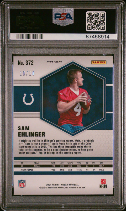 2021 Panini Mosaic Sam Ehlinger #372 PSA 9