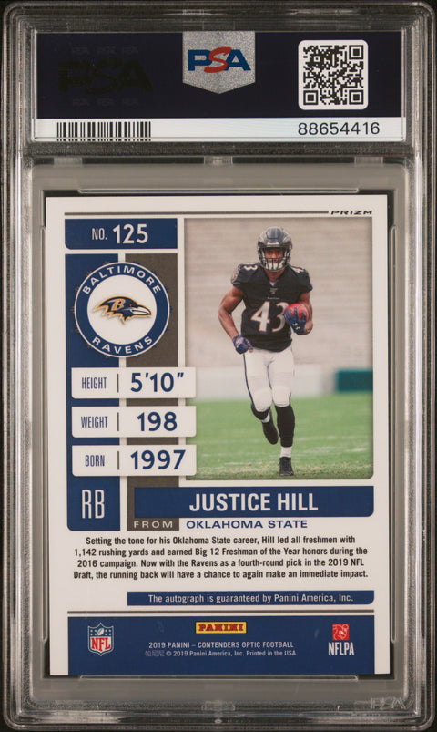 2019 Panini Contenders Optic Justice Hill #125 PSA 9