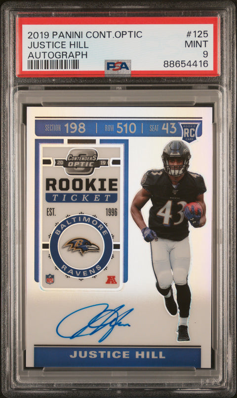 2019 Panini Contenders Optic Justice Hill #125 PSA 9
