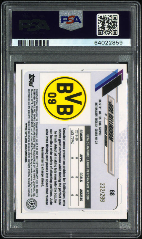 2020 Topps Chrome Uefa Champions League Jude Bellingham #68 PSA 9
