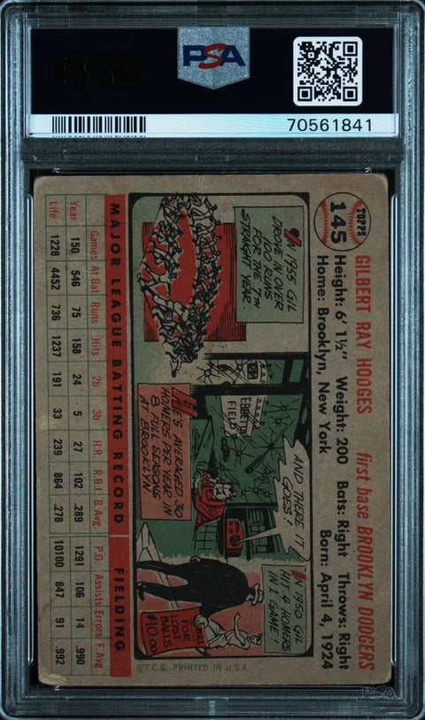 1956 Topps Gil Hodges #145 PSA 2