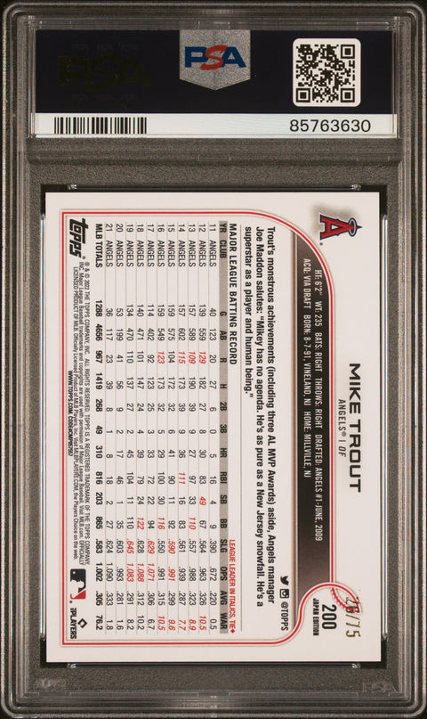 2022 Topps Japan Edition Mike Trout #200 PSA 9