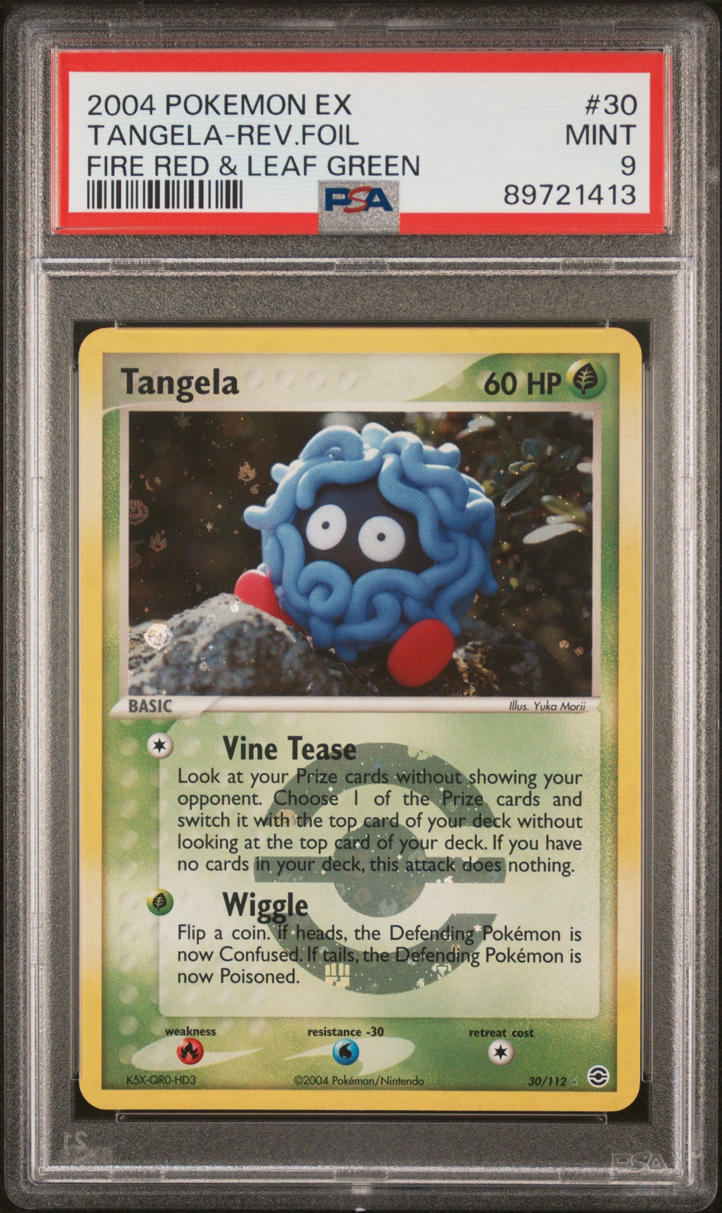 2004 Pokemon Ex Fire Red & Leaf Green #30 Tangela-Rev.Foil PSA 9