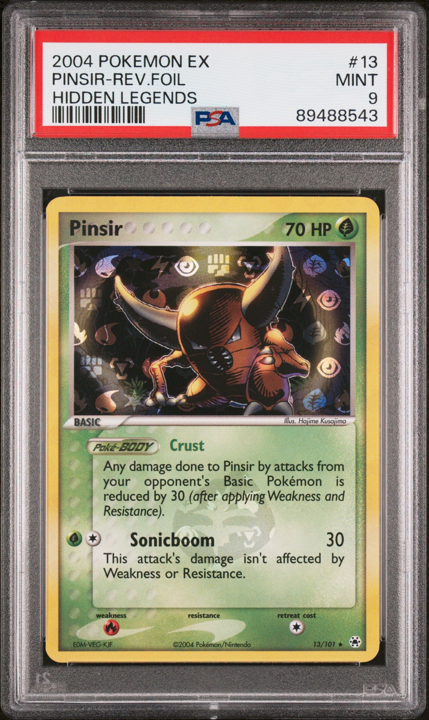 2004 Pokemon Ex Hidden Legends #13 Pinsir-Rev.Foil Hidden Legends PSA 9