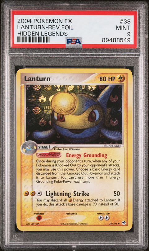 2004 Pokemon Ex Hidden Legends #38 Lanturn-Rev.Foil Hidden Legends PSA 9