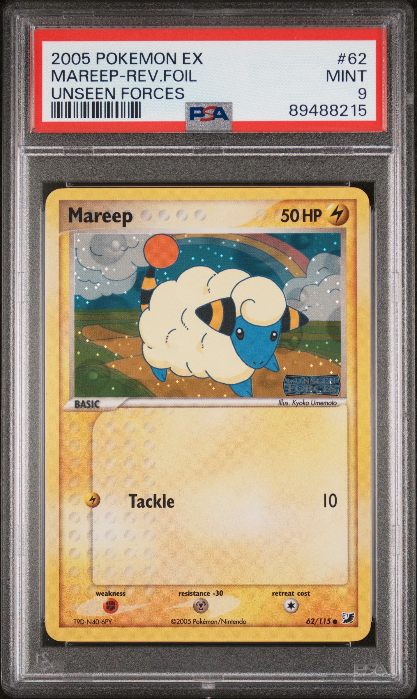 2005 Pokemon Ex Unseen Forces #62 Mareep-Rev.Foil Unseen Forces PSA 9