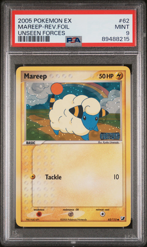 2005 Pokemon Ex Unseen Forces #62 Mareep-Rev.Foil Unseen Forces PSA 9