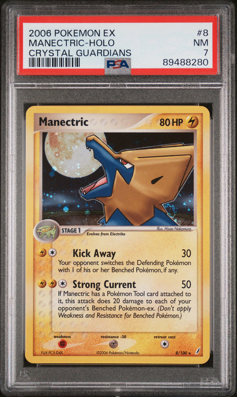 2006 Pokemon Ex Crystal Guardians #8 Manectric-Holo Crystal Guardians PSA 7