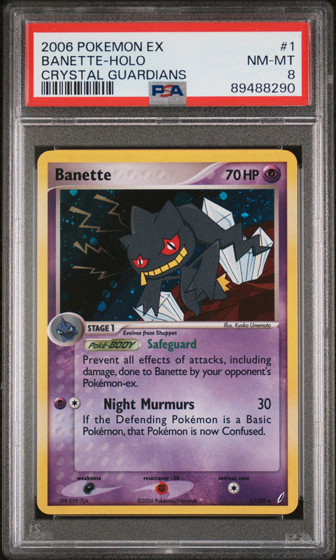 2006 Pokemon Ex Crystal Guardians #1 Banette-Holo Crystal Guardians PSA 8