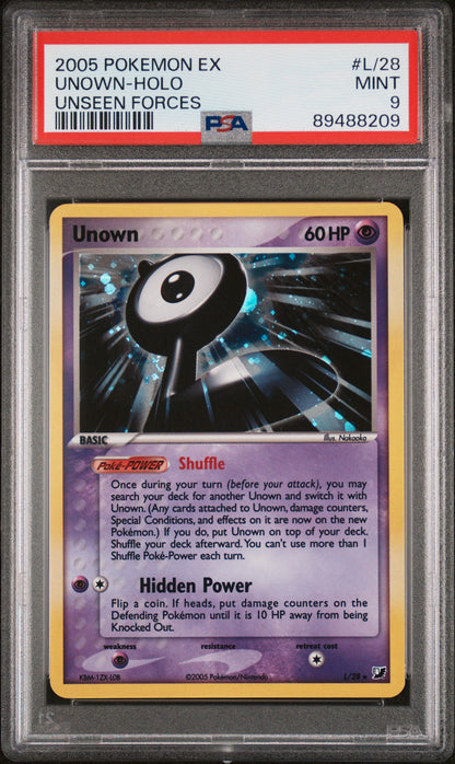 2005 Pokemon Ex Unseen Forces #L/28 Unown-Holo Unseen Forces PSA 9