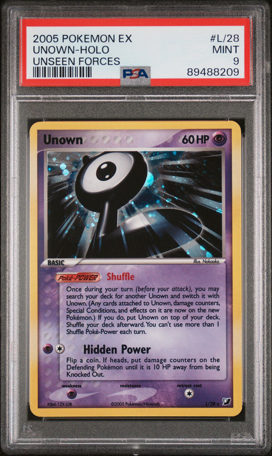 2005 Pokemon Ex Unseen Forces #L/28 Unown-Holo Unseen Forces PSA 9