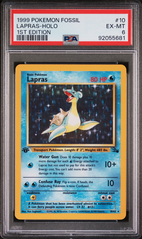 1999 Pokemon Fossil #10 Lapras-Holo 1st Edition PSA 6