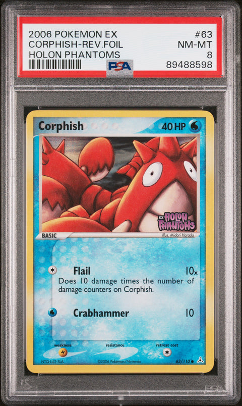 2006 Pokemon Ex Holon Phantoms #63 Corphish-Rev.Foil Holon Phantoms PSA 8