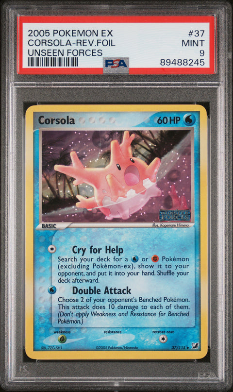 2005 Pokemon Ex Unseen Forces #37 Corsola-Rev.Foil Unseen Forces PSA 9