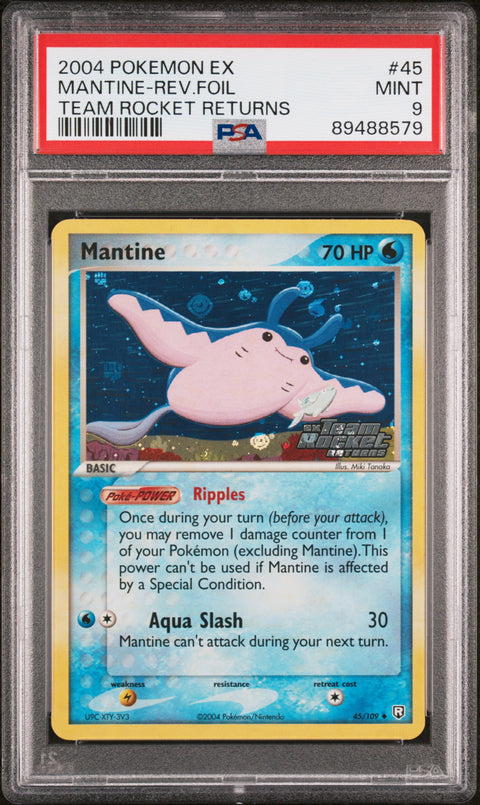 2004 Pokemon Ex Team Rocket Returns #45 Mantine-Rev.Foil PSA 9