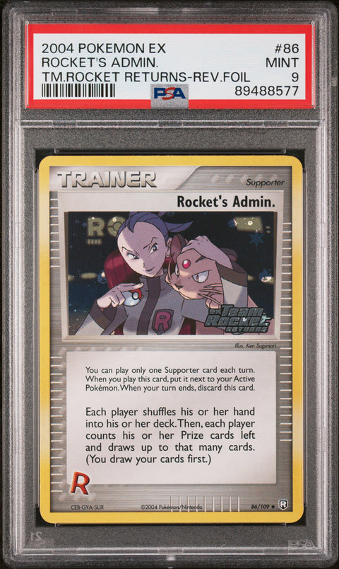 2004 Pokemon Ex Team Rocket Returns #86 Rocket'S Admin.-Rev.Foil PSA 9