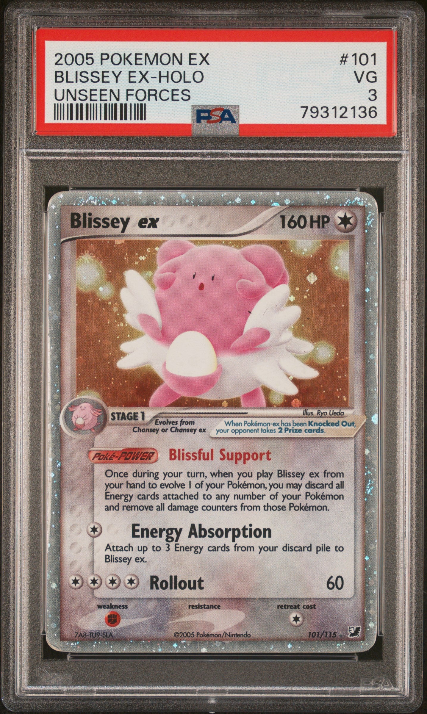 2005 Pokemon Ex Unseen Forces #101 Blissey Ex-Holo Unseen Forces PSA 3