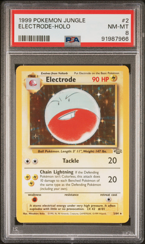 1999 Pokemon Jungle #2 Electrode-Holo PSA 8