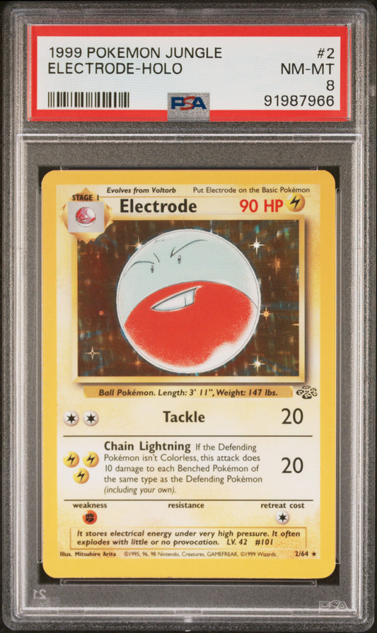 1999 Pokemon Jungle #2 Electrode-Holo PSA 8
