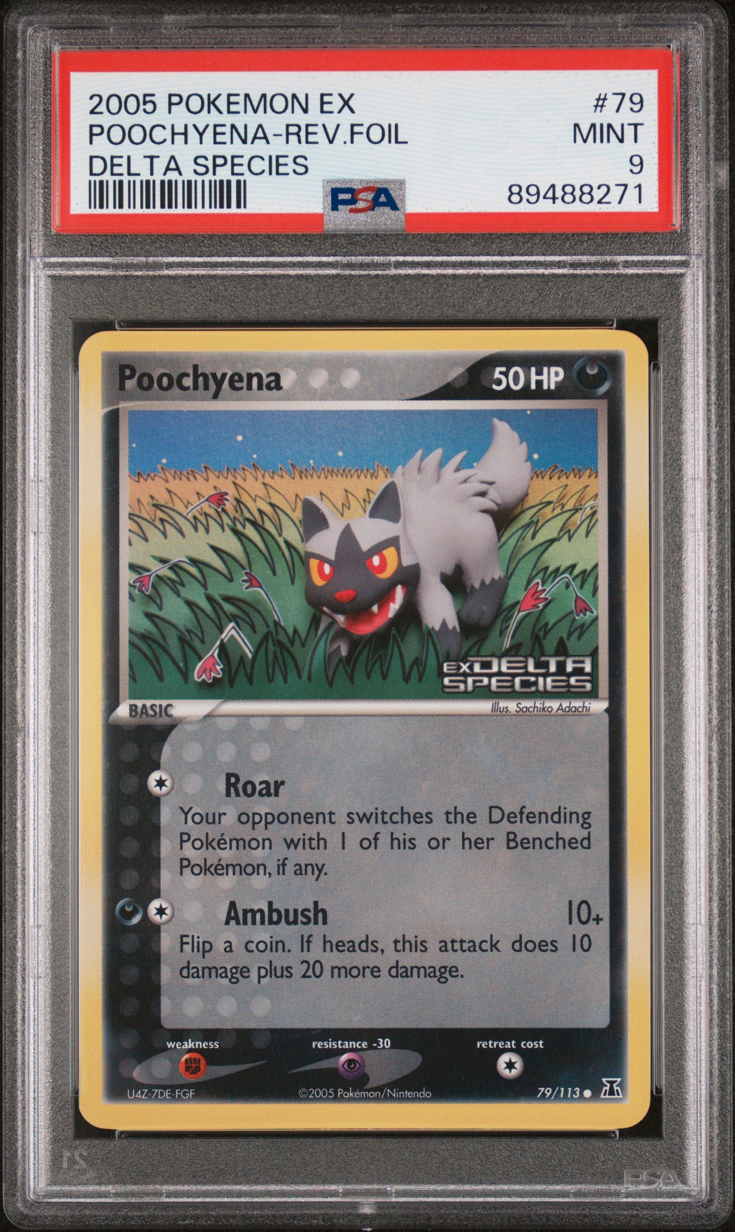 2005 Pokemon Ex Delta Species #79 Poochyena-Rev.Foil Delta Species PSA 9