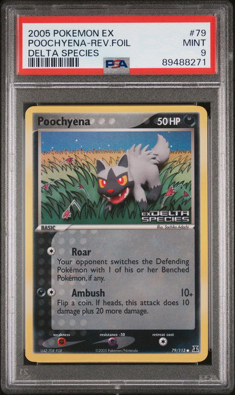 2005 Pokemon Ex Delta Species #79 Poochyena-Rev.Foil Delta Species PSA 9