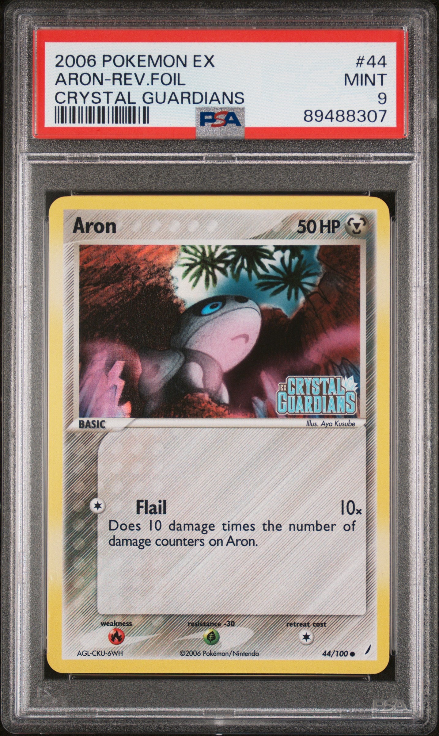 2006 Pokemon Ex Crystal Guardians #44 Aron-Rev.Foil Crystal Guardians PSA 9