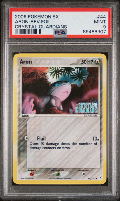 2006 Pokemon Ex Crystal Guardians #44 Aron-Rev.Foil Crystal Guardians PSA 9